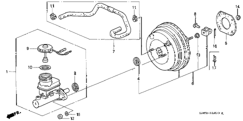 1996 civic EX 2 DOOR 4AT BRAKE MASTER CYLINDER - MASTER POWER (1) diagram 1996 civic EX 2 DOOR 4AT BRAKE MASTER CYLINDER - MASTER POWER (1) diagram