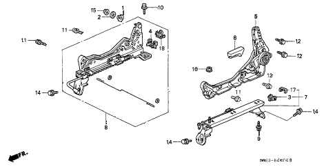 1997 civic EX(ABS) 2 DOOR 5MT FRONT SEAT COMPONENTS (L.) (1) diagram 1997 civic EX(ABS) 2 DOOR 5MT FRONT SEAT COMPONENTS (L.) (1) diagram