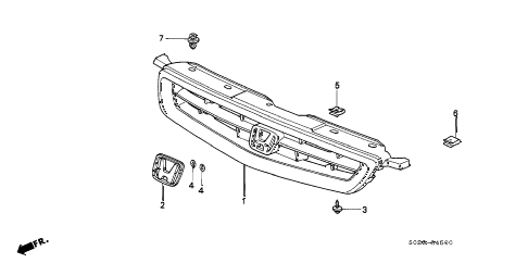 1996 civic HX 2 DOOR CVT FRONT GRILLE (1) diagram 1996 civic HX 2 DOOR CVT FRONT GRILLE (1) diagram