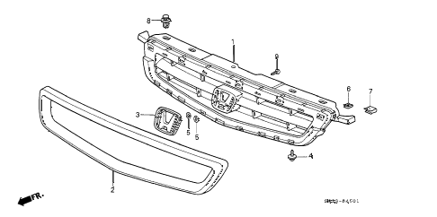 1997 civic EX(ABS) 2 DOOR 4AT FRONT GRILLE (2) diagram 1997 civic EX(ABS) 2 DOOR 4AT FRONT GRILLE (2) diagram