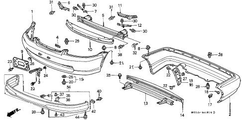 1999 civic DX 2 DOOR 4AT BUMPER diagram 1999 civic DX 2 DOOR 4AT BUMPER diagram