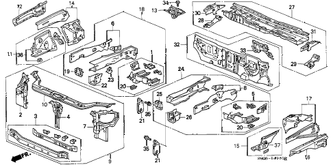 2000 civic SI 2 DOOR 5MT FRONT BULKHEAD diagram 2000 civic SI 2 DOOR 5MT FRONT BULKHEAD diagram