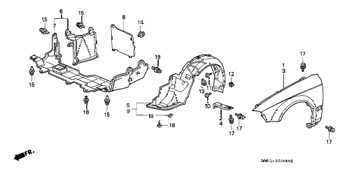 1996 civic HX 2 DOOR CVT FRONT FENDER diagram 1996 civic HX 2 DOOR CVT FRONT FENDER diagram