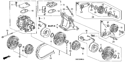 2000 civic SI 2 DOOR 5MT A/C COMPRESSOR (DENSO) diagram 2000 civic SI 2 DOOR 5MT A/C COMPRESSOR (DENSO) diagram
