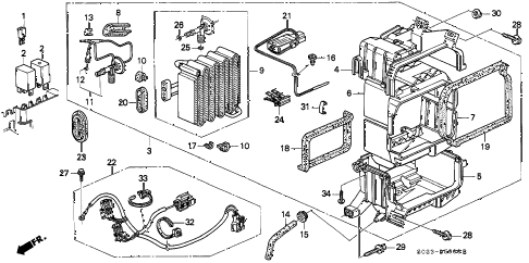 1996 civic EX 2 DOOR 4AT A/C COOLING UNIT (1) diagram 1996 civic EX 2 DOOR 4AT A/C COOLING UNIT (1) diagram