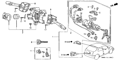 1996 civic CX 3 DOOR 5MT COMBINATION SWITCH diagram 1996 civic CX 3 DOOR 5MT COMBINATION SWITCH diagram
