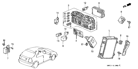 1998 civic CX 3 DOOR 5MT CONTROL UNIT (CABIN) diagram 1998 civic CX 3 DOOR 5MT CONTROL UNIT (CABIN) diagram