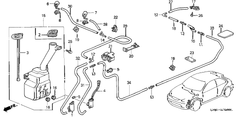 1997 civic DX 3 DOOR 5MT WINDSHIELD WASHER diagram 1997 civic DX 3 DOOR 5MT WINDSHIELD WASHER diagram