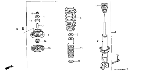 1997 civic DX 3 DOOR 5MT REAR SHOCK ABSORBER diagram 1997 civic DX 3 DOOR 5MT REAR SHOCK ABSORBER diagram