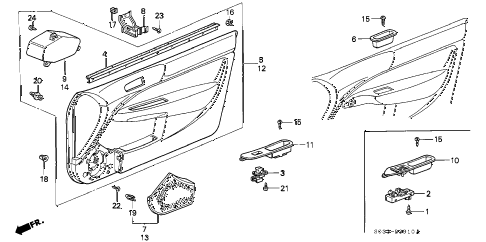 1997 civic DX 3 DOOR 5MT FRONT DOOR LINING diagram 1997 civic DX 3 DOOR 5MT FRONT DOOR LINING diagram