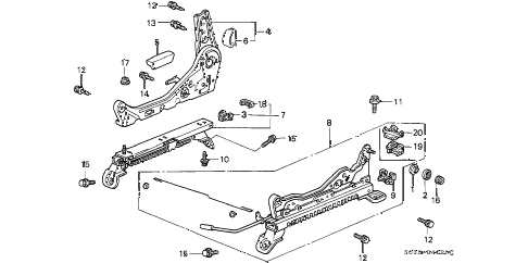 1996 civic CX 3 DOOR 5MT FRONT SEAT COMPONENTS (R.) diagram 1996 civic CX 3 DOOR 5MT FRONT SEAT COMPONENTS (R.) diagram