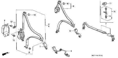 1996 civic CX 3 DOOR 5MT SEAT BELT diagram 1996 civic CX 3 DOOR 5MT SEAT BELT diagram