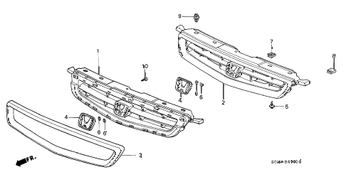 1996 civic CX 3 DOOR 5MT FRONT GRILLE diagram 1996 civic CX 3 DOOR 5MT FRONT GRILLE diagram