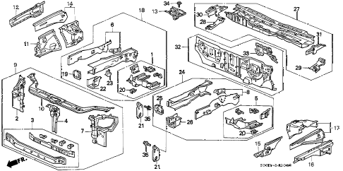 1998 civic CX 3 DOOR 5MT FRONT BULKHEAD diagram 1998 civic CX 3 DOOR 5MT FRONT BULKHEAD diagram