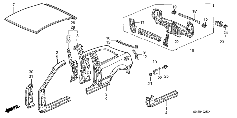 1997 civic DX 3 DOOR 5MT OUTER PANEL (PLASMA STYLE PANEL) diagram 1997 civic DX 3 DOOR 5MT OUTER PANEL (PLASMA STYLE PANEL) diagram