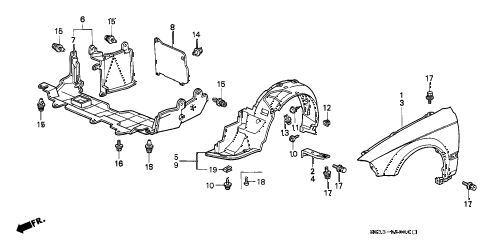 2000 civic DX 3 DOOR 5MT FRONT FENDER diagram 2000 civic DX 3 DOOR 5MT FRONT FENDER diagram