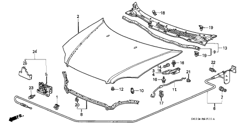 1997 civic DX 3 DOOR 5MT HOOD diagram 1997 civic DX 3 DOOR 5MT HOOD diagram
