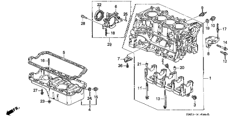 2000 civic DX 3 DOOR 5MT CYLINDER BLOCK - OIL PAN diagram 2000 civic DX 3 DOOR 5MT CYLINDER BLOCK - OIL PAN diagram