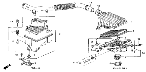 1996 civic LX 4 DOOR 5MT AIR CLEANER (1) diagram 1996 civic LX 4 DOOR 5MT AIR CLEANER (1) diagram