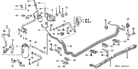 1997 civic LX(A/C) 4 DOOR 5MT FUEL PIPE (1) diagram 1997 civic LX(A/C) 4 DOOR 5MT FUEL PIPE (1) diagram