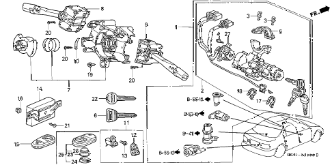 1996 civic DX 4 DOOR 5MT COMBINATION SWITCH diagram 1996 civic DX 4 DOOR 5MT COMBINATION SWITCH diagram