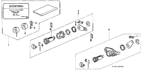 1996 civic DX 4 DOOR 5MT KEY CYLINDER KIT diagram 1996 civic DX 4 DOOR 5MT KEY CYLINDER KIT diagram