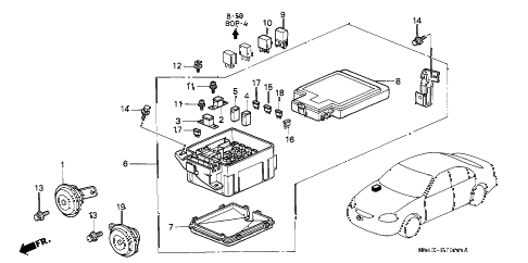1997 civic LX(A/C) 4 DOOR 5MT CONTROL UNIT (ENGINE ROOM) diagram 1997 civic LX(A/C) 4 DOOR 5MT CONTROL UNIT (ENGINE ROOM) diagram