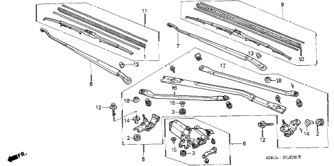 1996 civic LX 4 DOOR 5MT FRONT WINDSHIELD WIPER (1) diagram 1996 civic LX 4 DOOR 5MT FRONT WINDSHIELD WIPER (1) diagram