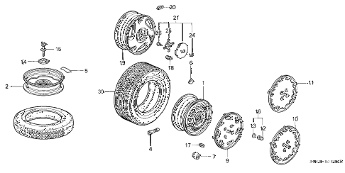 1997 civic LX(A/C) 4 DOOR 5MT WHEELS diagram 1997 civic LX(A/C) 4 DOOR 5MT WHEELS diagram