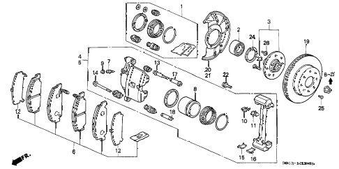 1996 civic LX 4 DOOR 5MT FRONT BRAKE (1) diagram 1996 civic LX 4 DOOR 5MT FRONT BRAKE (1) diagram