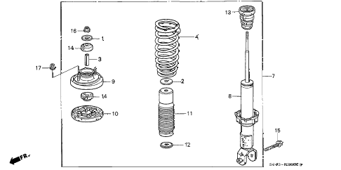 1996 civic LX 4 DOOR 5MT REAR SHOCK ABSORBER diagram 1996 civic LX 4 DOOR 5MT REAR SHOCK ABSORBER diagram