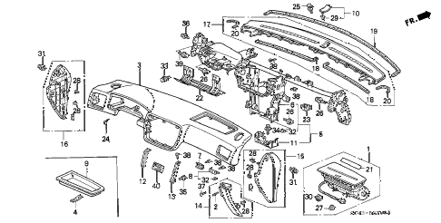 1997 civic LX(A/C) 4 DOOR 5MT INSTRUMENT PANEL diagram 1997 civic LX(A/C) 4 DOOR 5MT INSTRUMENT PANEL diagram