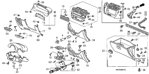 1996 civic DX 4 DOOR 5MT INSTRUMENT GARNISH diagram 1996 civic DX 4 DOOR 5MT INSTRUMENT GARNISH diagram
