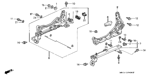 1997 civic LX(A/C) 4 DOOR 5MT FRONT SEAT COMPONENTS (L.) diagram 1997 civic LX(A/C) 4 DOOR 5MT FRONT SEAT COMPONENTS (L.) diagram