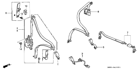 1996 civic DX 4 DOOR 5MT SEAT BELT diagram 1996 civic DX 4 DOOR 5MT SEAT BELT diagram