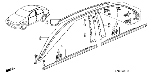 1996 civic DX 4 DOOR 5MT MOLDING diagram 1996 civic DX 4 DOOR 5MT MOLDING diagram
