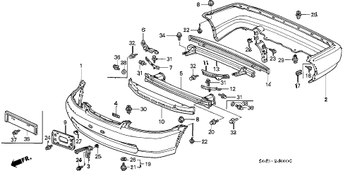 1996 civic LX 4 DOOR 5MT BUMPER diagram 1996 civic LX 4 DOOR 5MT BUMPER diagram