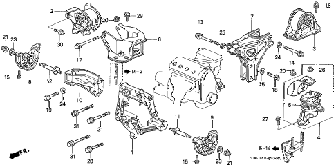 1996 civic LX 4 DOOR 5MT MT ENGINE MOUNT diagram 1996 civic LX 4 DOOR 5MT MT ENGINE MOUNT diagram