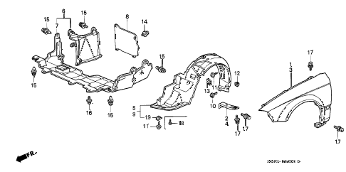 1996 civic DX 4 DOOR 5MT FRONT FENDER diagram 1996 civic DX 4 DOOR 5MT FRONT FENDER diagram