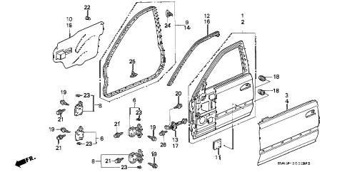 1997 civic LX(A/C) 4 DOOR 5MT FRONT DOOR PANELS diagram 1997 civic LX(A/C) 4 DOOR 5MT FRONT DOOR PANELS diagram