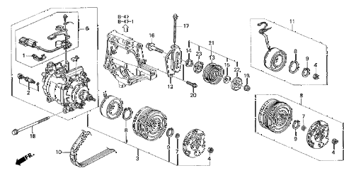 1997 civic LX(A/C) 4 DOOR 5MT A/C COMPRESSOR (SANDEN) diagram 1997 civic LX(A/C) 4 DOOR 5MT A/C COMPRESSOR (SANDEN) diagram