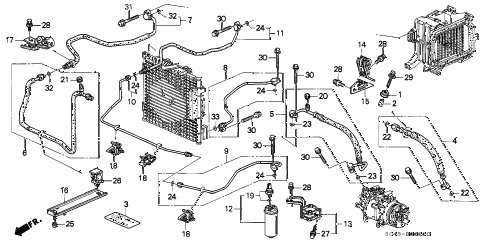 1997 civic LX(A/C) 4 DOOR 5MT A/C HOSES - PIPES diagram 1997 civic LX(A/C) 4 DOOR 5MT A/C HOSES - PIPES diagram