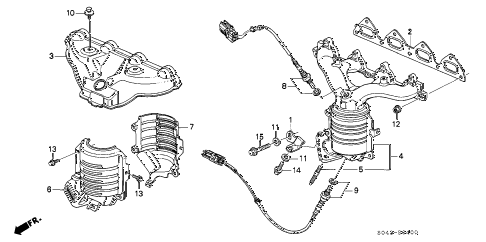 1997 civic LX(A/C) 4 DOOR 5MT EXHAUST MANIFOLD (1) diagram 1997 civic LX(A/C) 4 DOOR 5MT EXHAUST MANIFOLD (1) diagram