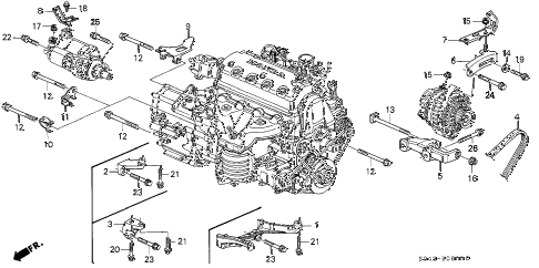 1997 civic LX(A/C) 4 DOOR 5MT ALTERNATOR BRACKET - ENGINE STIFFENER diagram 1997 civic LX(A/C) 4 DOOR 5MT ALTERNATOR BRACKET - ENGINE STIFFENER diagram