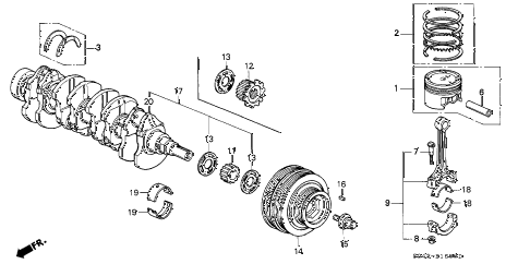 1997 civic LX(A/C) 4 DOOR 5MT CRANKSHAFT - PISTON diagram 1997 civic LX(A/C) 4 DOOR 5MT CRANKSHAFT - PISTON diagram