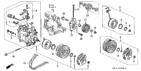 1996 civic LX 4 DOOR 5MT A/C COMPRESSOR (DX,LX) (SANDEN) diagram 1996 civic LX 4 DOOR 5MT A/C COMPRESSOR (DX,LX) (SANDEN) diagram