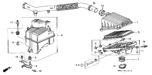 1998 civic LX 4 DOOR 5MT AIR CLEANER (1) diagram 1998 civic LX 4 DOOR 5MT AIR CLEANER (1) diagram