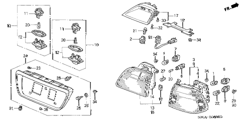 1999 civic LX 4 DOOR 5MT TAILLIGHT (2) diagram 1999 civic LX 4 DOOR 5MT TAILLIGHT (2) diagram