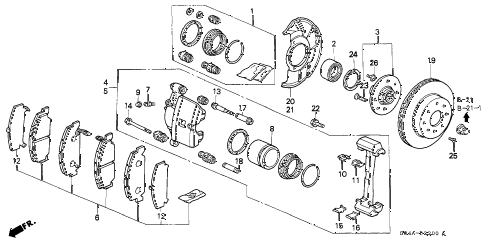 2000 civic DX-V 4 DOOR 4AT FRONT BRAKE (1) diagram 2000 civic DX-V 4 DOOR 4AT FRONT BRAKE (1) diagram