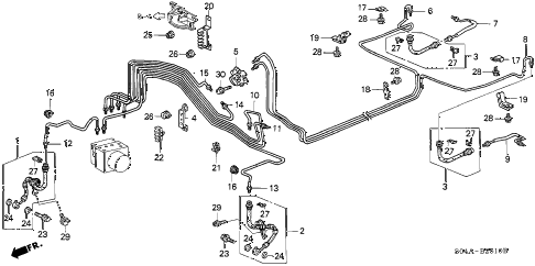 1998 civic GX(ABS) 4 DOOR 4AT BRAKE LINES (ABS) diagram 1998 civic GX(ABS) 4 DOOR 4AT BRAKE LINES (ABS) diagram